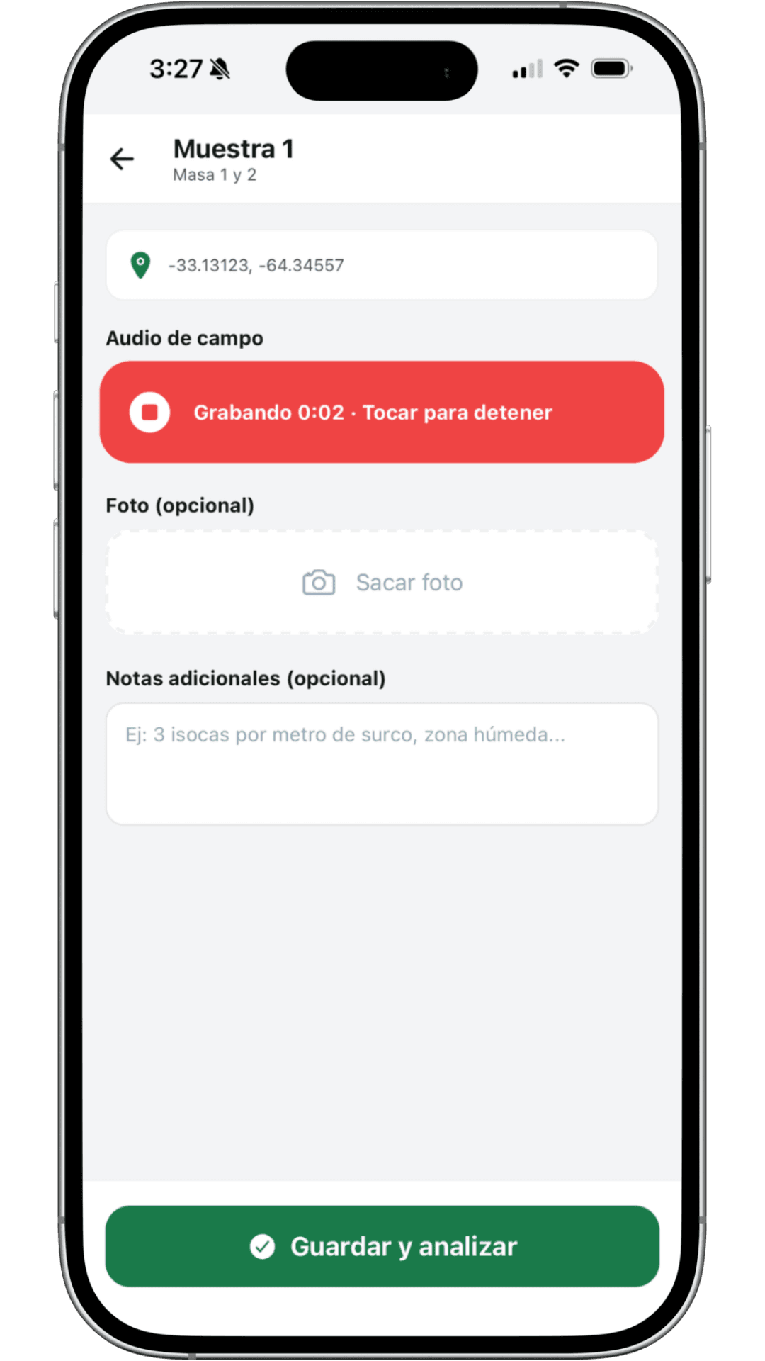 Recorrida activa en la app móvil de ScoutField